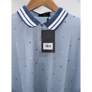 G/FORE NWT Golf Mini Stars Tech Pique Polo Rib Collar‎ XXL/2XL Light Blue Fjord